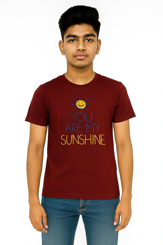 Boys' Cotton Half Sleeve T-Shirt Maroon & Yellow