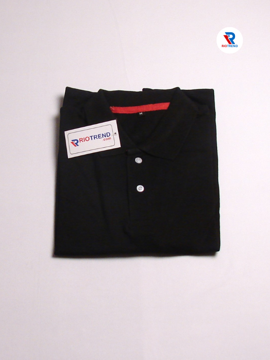 Men's Polo Collar Cotton T-Shirt Black Color