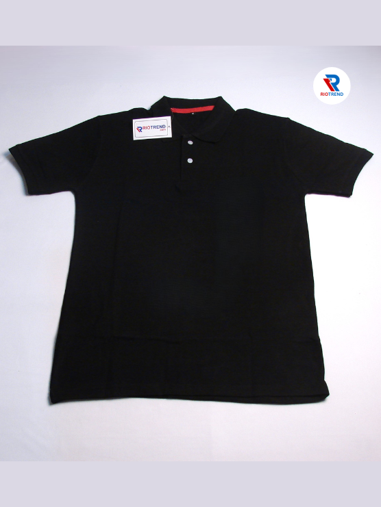 Men's Polo Collar Cotton T-Shirt Black Color