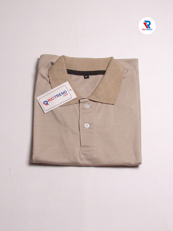 Men's Polo Collar Cotton T-Shirt Cream Color