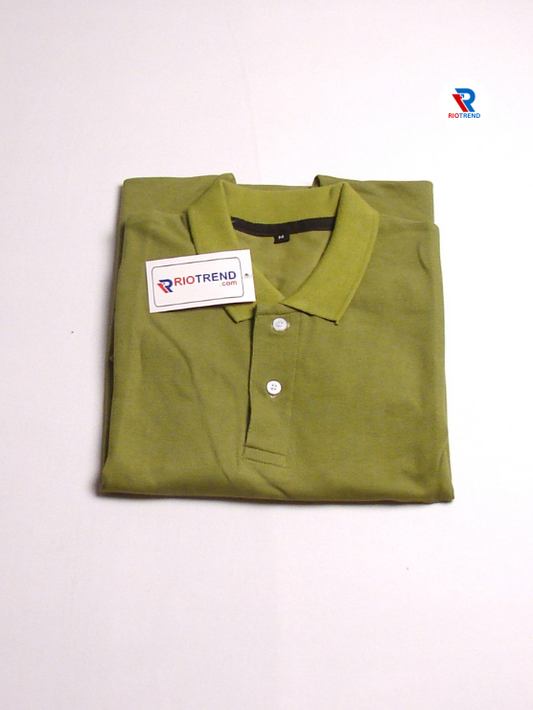 Men's Polo Collar Cotton T-Shirt Green Color