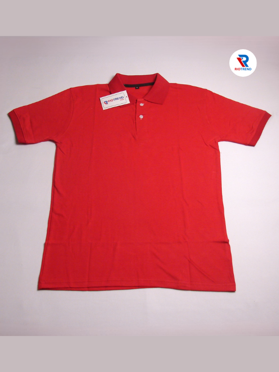 Men's Polo Collar Cotton T-Shirt Red Color