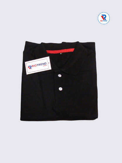 Men's Polo T-Shirt Regular Fit Medium and Large Black Color (Folded)- RioTrend