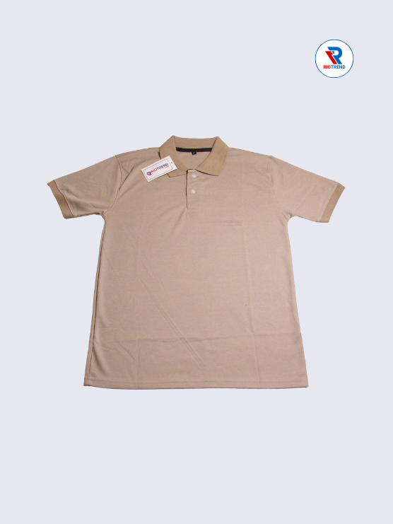 Men's Polo T-Shirt Regular Fit Medium and Large Cream Color (Front)- RioTrend