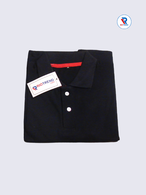 Men's Polo T-Shirt Regular Fit Medium and Large Navy Blue Color (Folded)- RioTrend