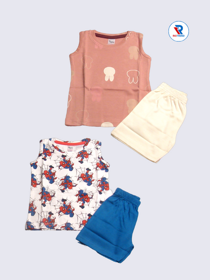 Newborn Baby Boys Sleeveless Set (Pack of 2) – Stylish Pink and White Combo