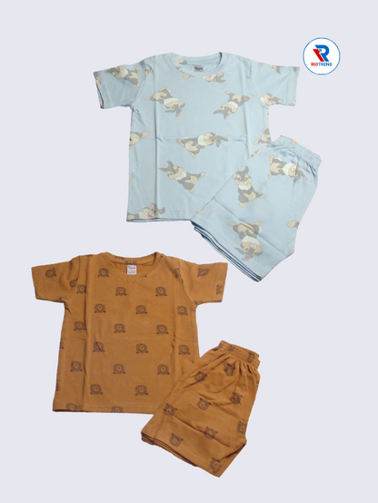 Newborn Baby Boys Co-Ord Set (Pack of 2) - Comfortable Light Grey and Soft Brown Combo