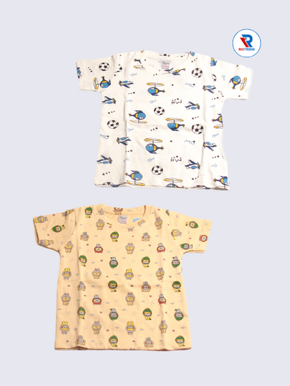 Newborn Baby Boys Co-Ord Set (Pack of 2) - Classic Soft Cream and Light Orange Combo
