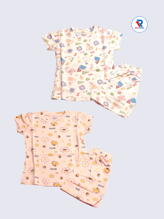 Newborn Baby Girls Co-Ord Set (Pack of 2) – Elegant Cream and Light Pink Combo