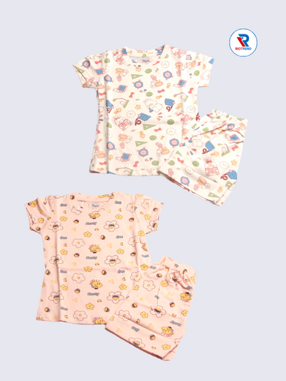 Newborn Baby Girls Co-Ord Set (Pack of 2) – Elegant Cream and Light Pink Combo