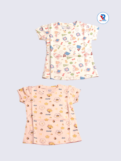 Newborn Baby Girls Co-Ord Set (Pack of 2) – Elegant Cream and Light Pink Combo