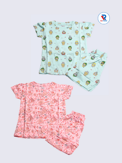 Newborn Baby Girls Co-Ord Set (Pack of 2) – Lovely Cyan and Pink Combo