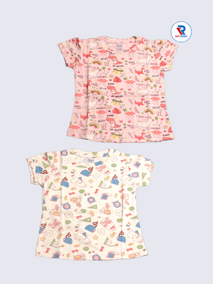 Newborn Baby Girls Co-Ord Set (Pack of 2) - Comfortable Light Pink and Cream Combo