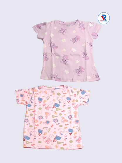 Newborn Baby Girls Co-Ord Set (Pack of 2) - Delightful Light Purple and Light Pink Combo