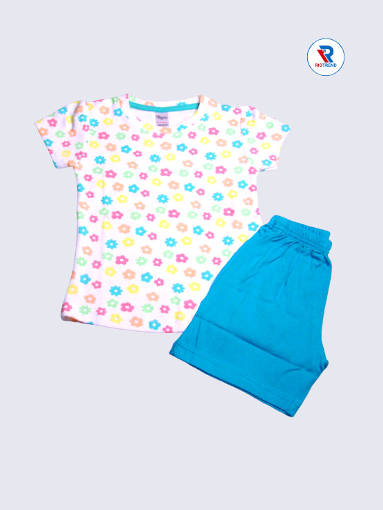 Newborn Baby Girls Set 18 to 24M White and Cyan Color RioTrend