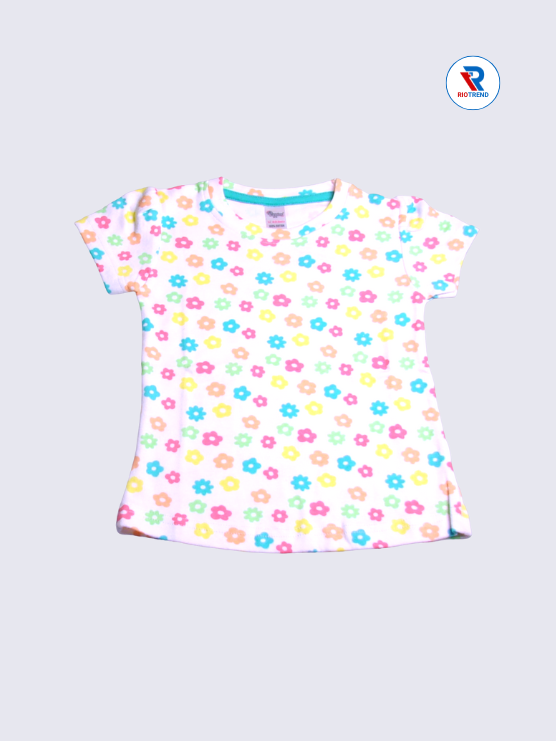 Newborn Baby Girls Top 18 to 24M White and Cyan Color RioTrend