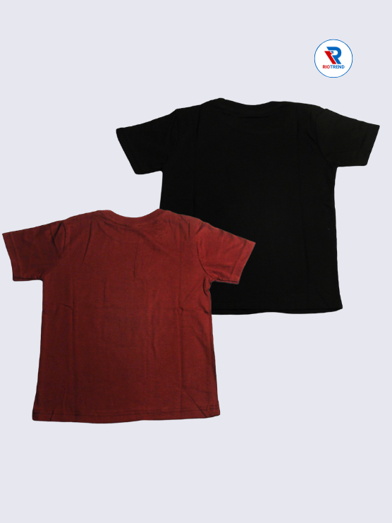 Boys Regular Fit Cotton T-Shirts Combo - Pack of 2 (Black and Brown)