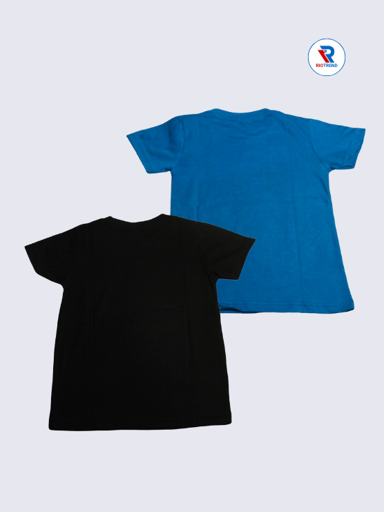 Boys Regular Fit Cotton T-Shirts Combo - Pack of 2 (Blue and Black)