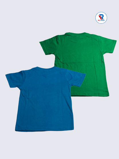 Boys Regular Fit Cotton T-Shirts Combo - Pack of 2 (Green and Blue)