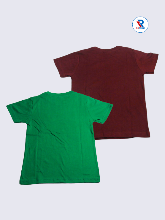 Boys Regular Fit Cotton T-Shirts Combo - Pack of 2 (Maroon and Green)