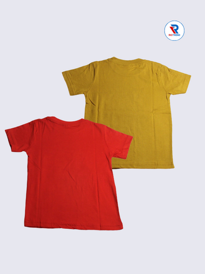 Boys Regular Fit Cotton T-Shirts Combo - Pack of 2 (Yellow and Red)