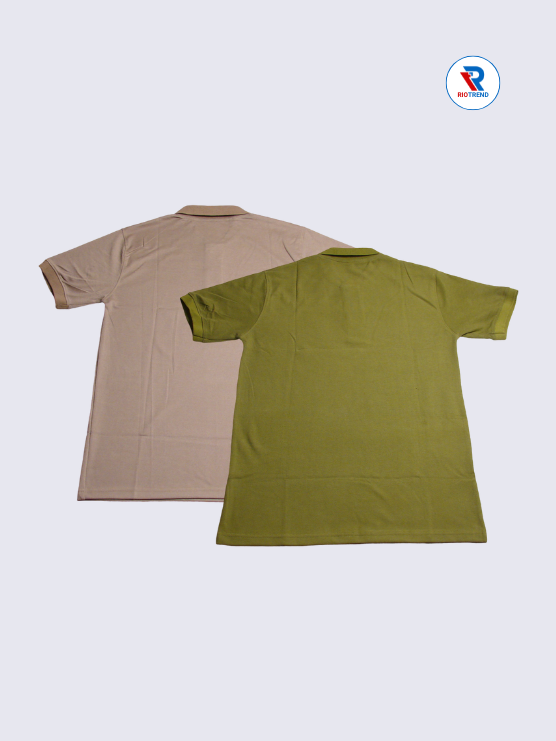 Back view of RioTrend men's polo t-shirt combo in cream and green, highlighting a sleek and simple design