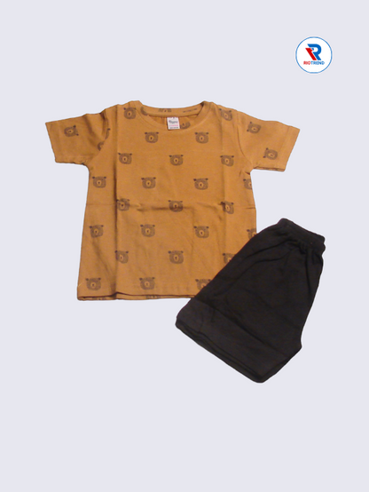 Newborn Baby Boys T-Shirt and Shorts Set, Brown and Black, Size 18-24 Months