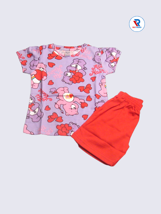 Newborn baby girls set, T-shirt and shorts in purple, size 12-18 months by RioTrend