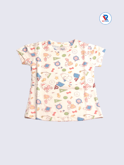 Newborn Baby Girls T-Shirt, Cream, Size 18-24 Months