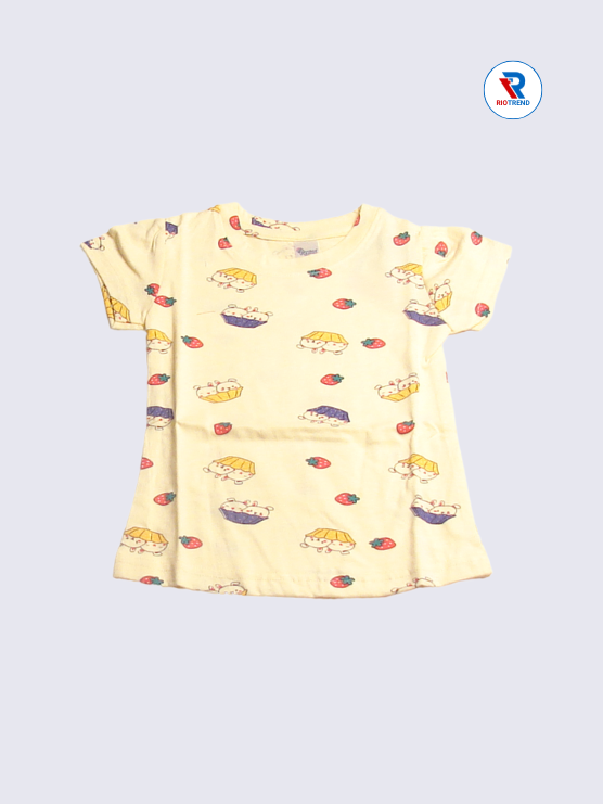 Newborn Baby Girls T-Shirt, Light Yellow, Size 18-24 Months