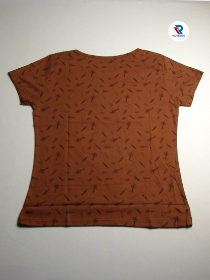 Women's Half Sleeve Cotton T-Shirt Brown