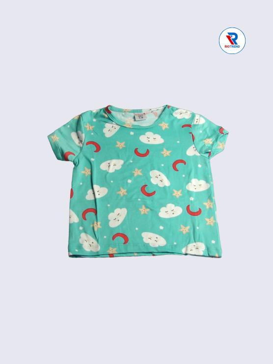 Women's Pyjama T-Shirts M,L,XL in Cyan Color - RioTrend