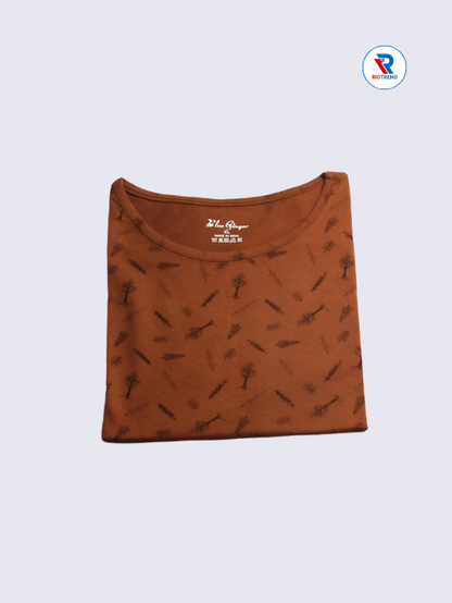 Women's T-Shirt Cotton L and XL Brown Color (Folded)-RioTrend