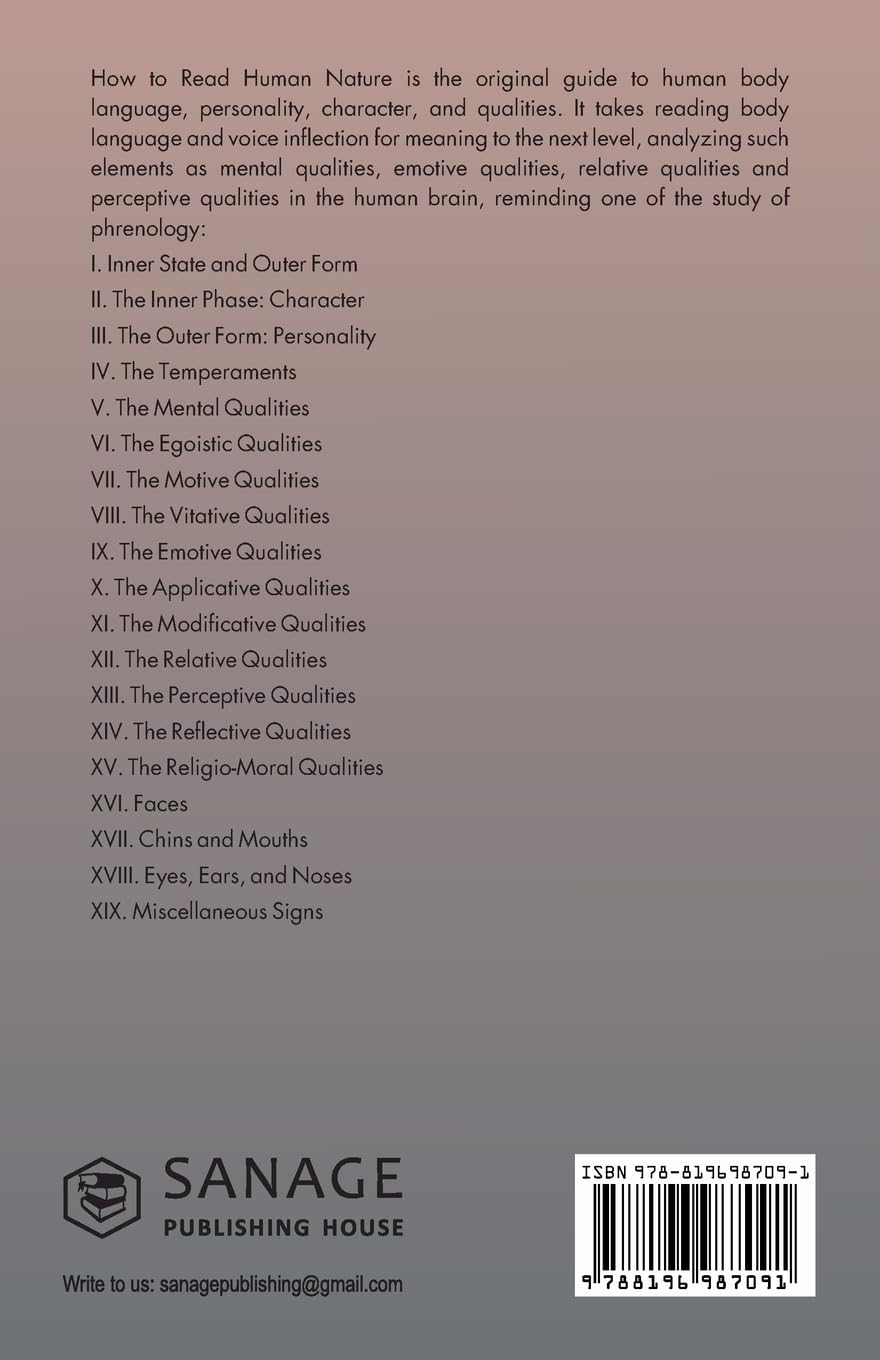 Back cover of the book How to Read Human Nature by William Walker Atkinson, Riotrend edition