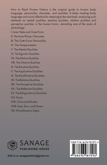 Back cover of the book How to Read Human Nature by William Walker Atkinson, Riotrend edition
