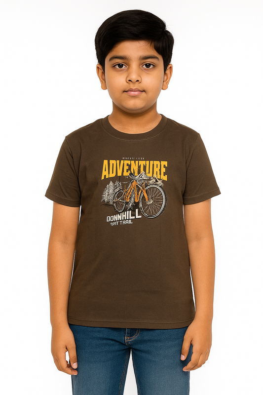 Boys' Cotton Half Sleeve T-Shirt Dark Brown