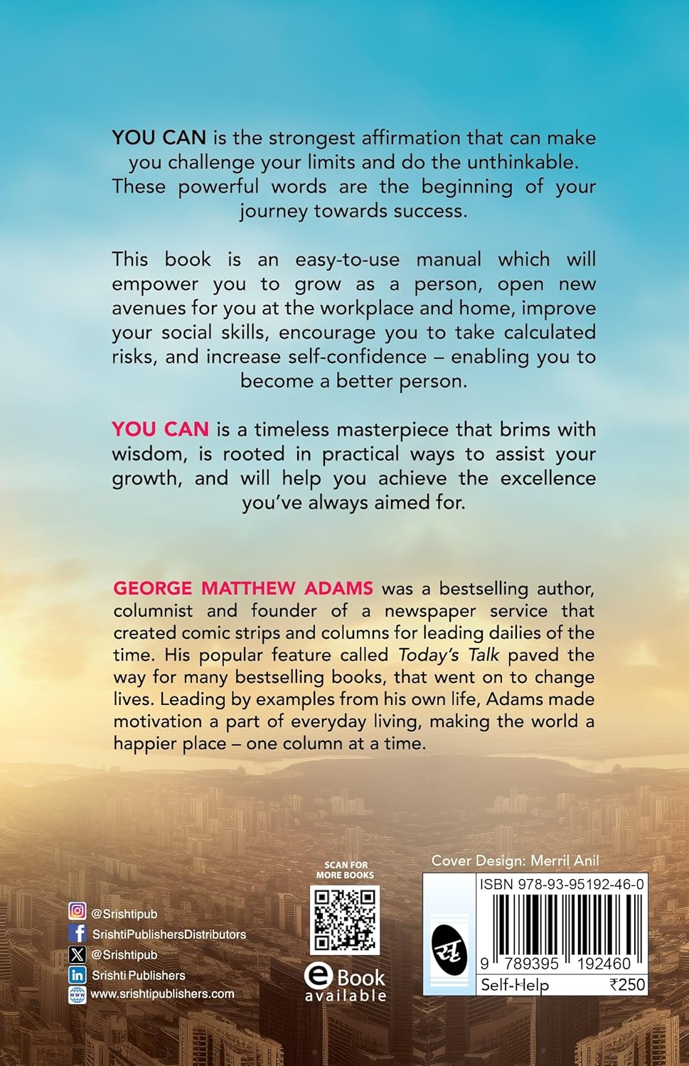 Back cover of the book You Can by George Matthew Adams, published by Riotrend